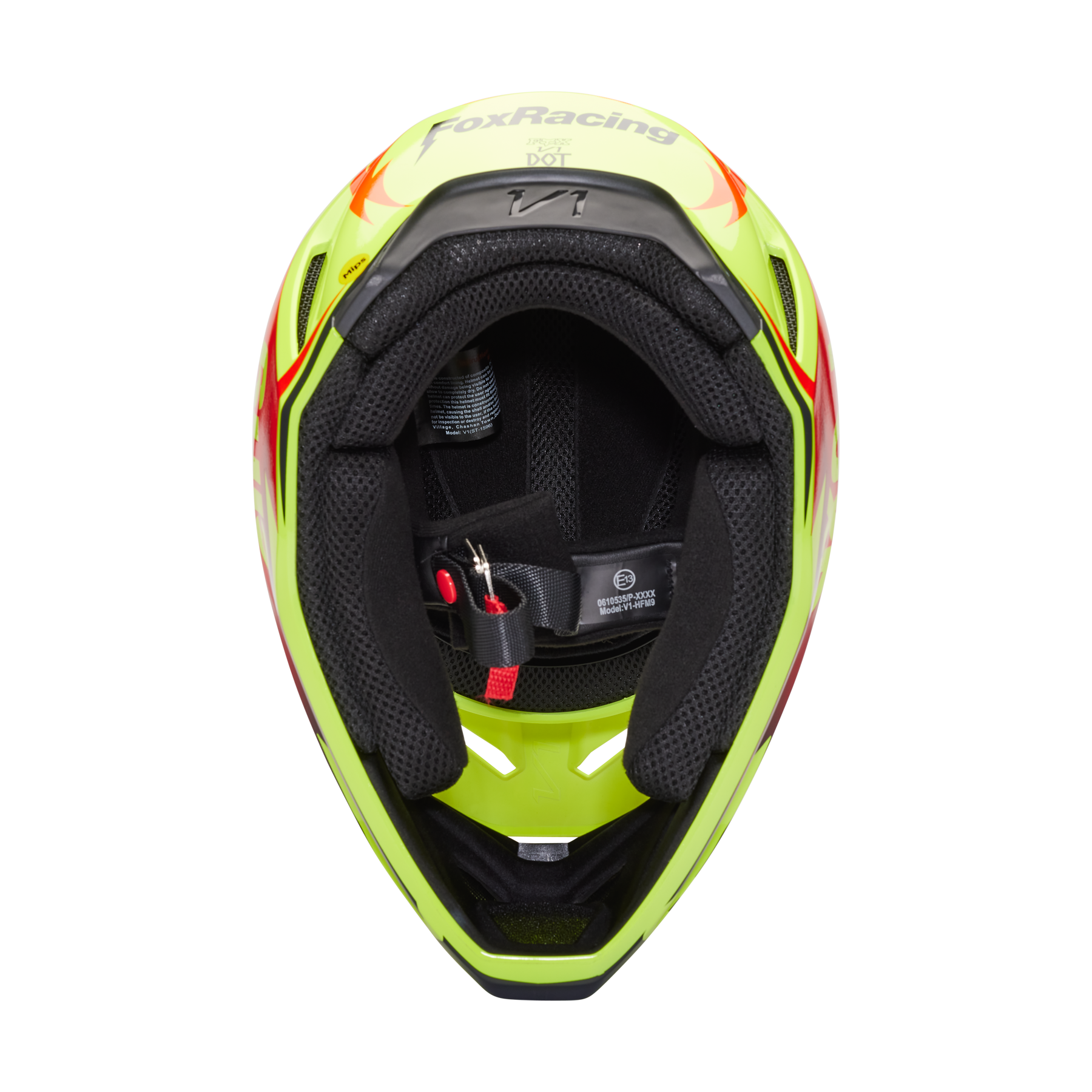 Fox Racing V1 Statk Helmet Adult Red/Yellow Mips